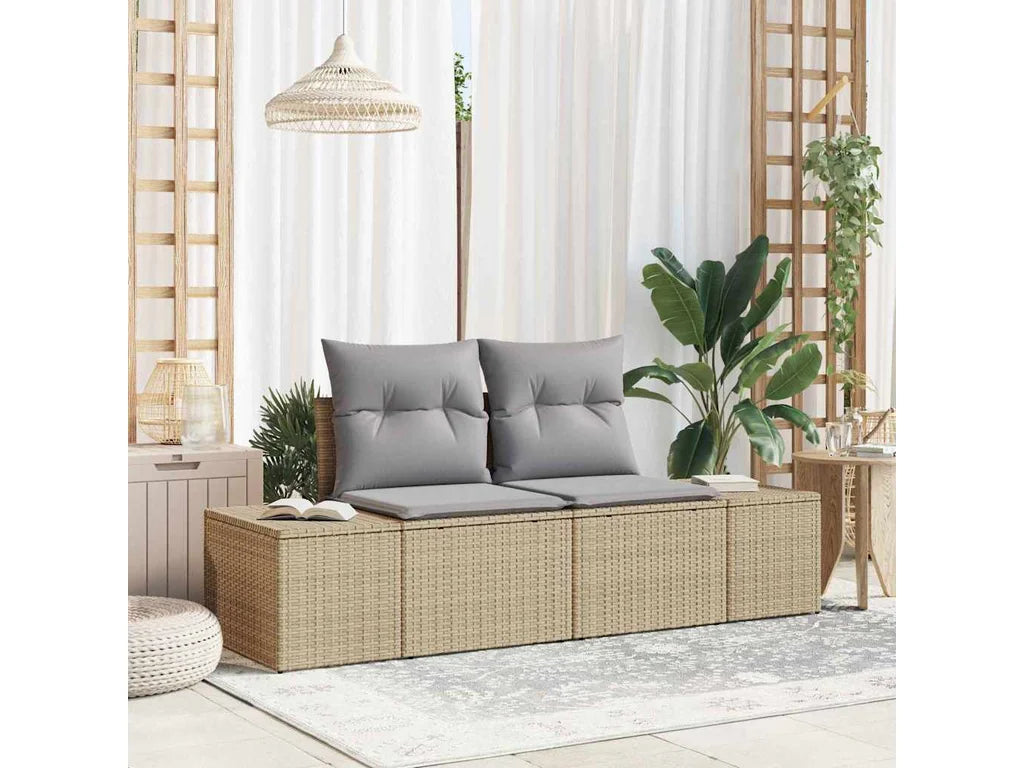 Zahradní sofa s polštářem Béžová 184 × 62 × 69 cm polyratan