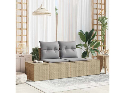Zahradní sofa s polštářem Béžová 184 × 62 × 69 cm polyratan