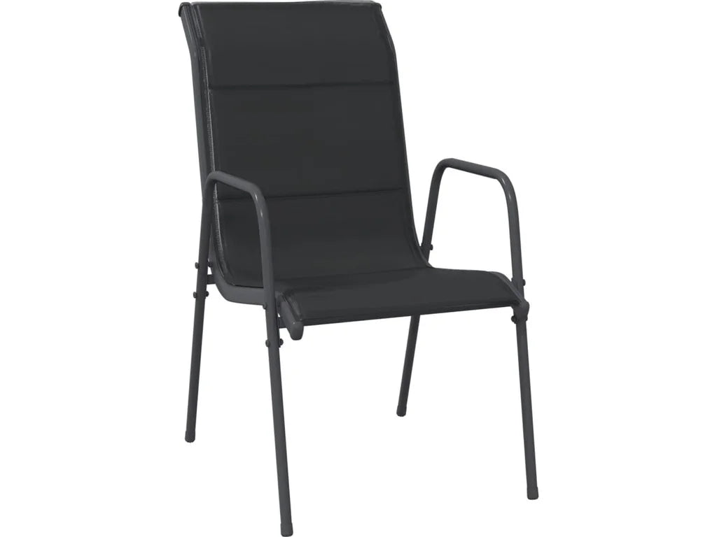 3dílný zahradní jídelní set černý ocel a textilen