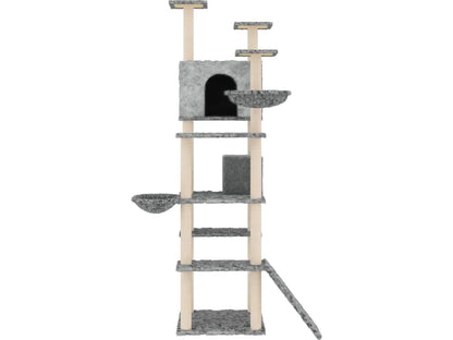 Kočičí škrabadlo s domečky a sisalovými sloupky 191 cm