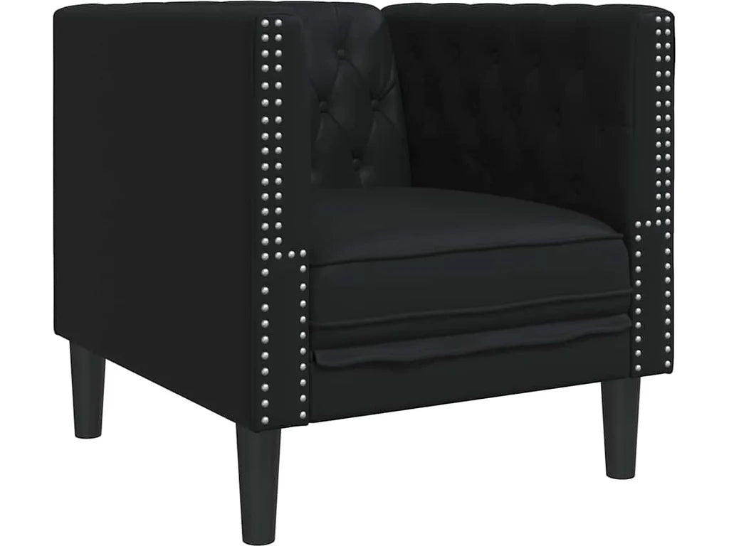 Chesterfield křeslo černé 74,5 × 71 × 70,5 cm — PVC