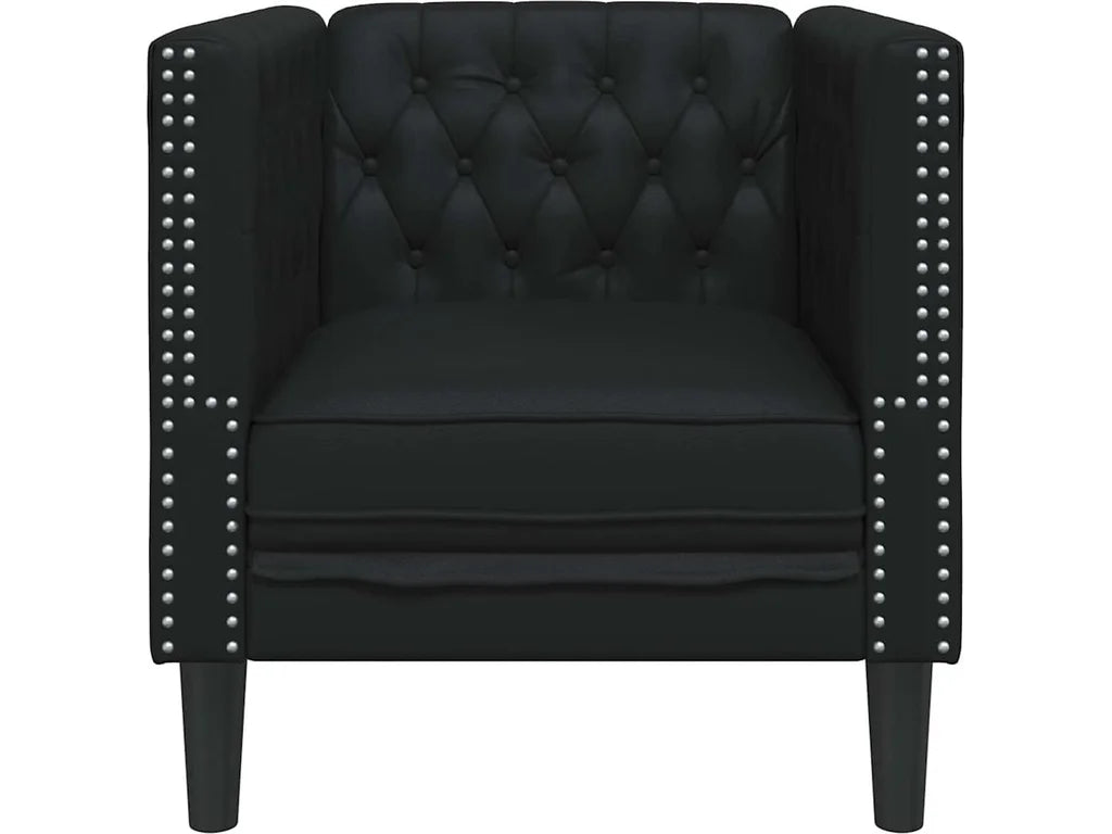 Chesterfield křeslo černé 74,5 × 71 × 70,5 cm — PVC