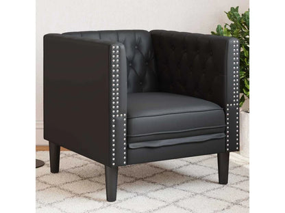 Chesterfield křeslo černé 74,5 × 71 × 70,5 cm — PVC