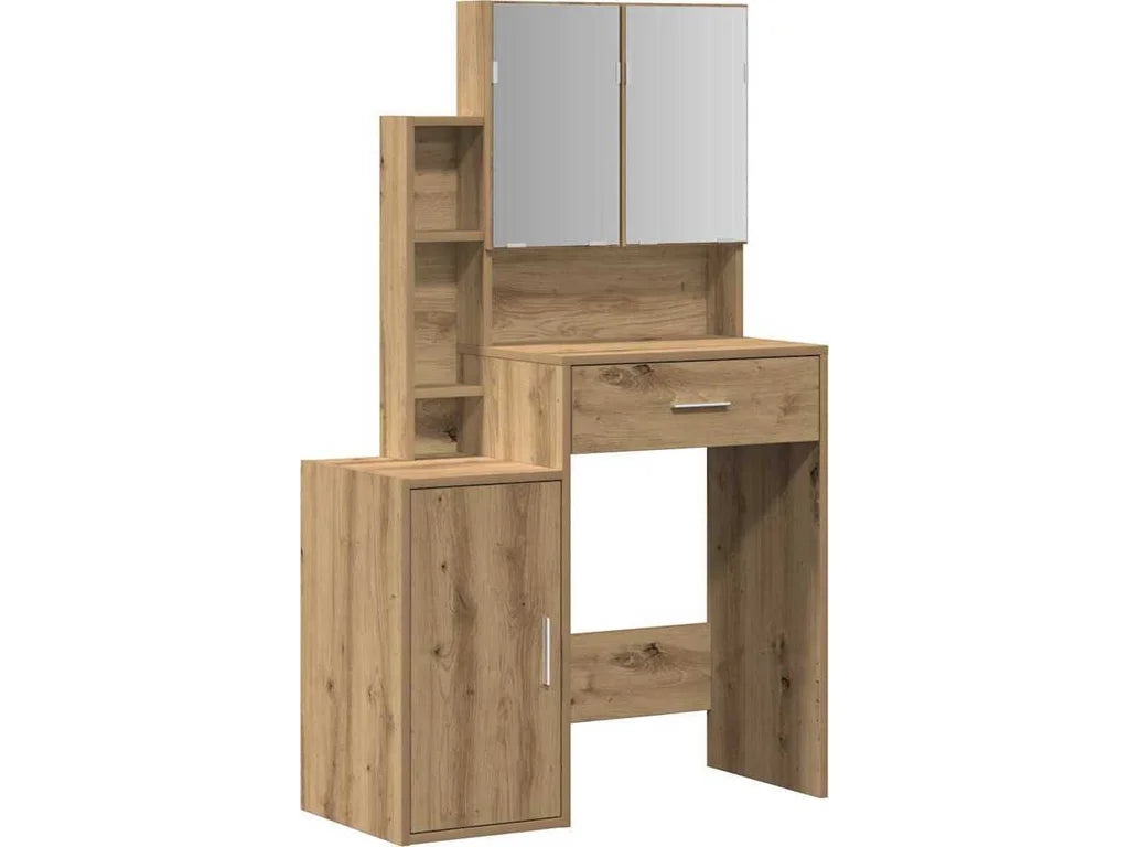 Kosmetický stolek Artisanový dub 80 × 35 × 132 cm se zrcadlem