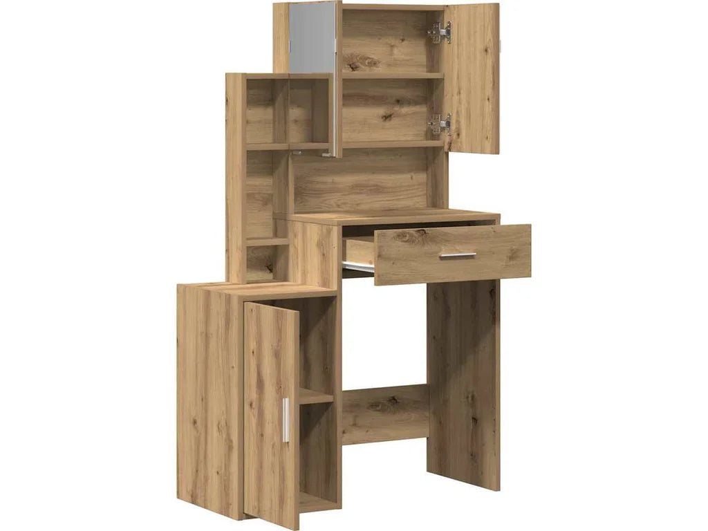 Kosmetický stolek Artisanový dub 80 × 35 × 132 cm se zrcadlem