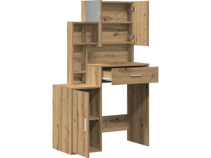 Kosmetický stolek Artisanový dub 80 × 35 × 132 cm se zrcadlem