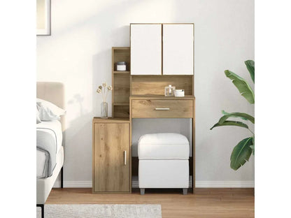 Kosmetický stolek Artisanový dub 80 × 35 × 132 cm se zrcadlem